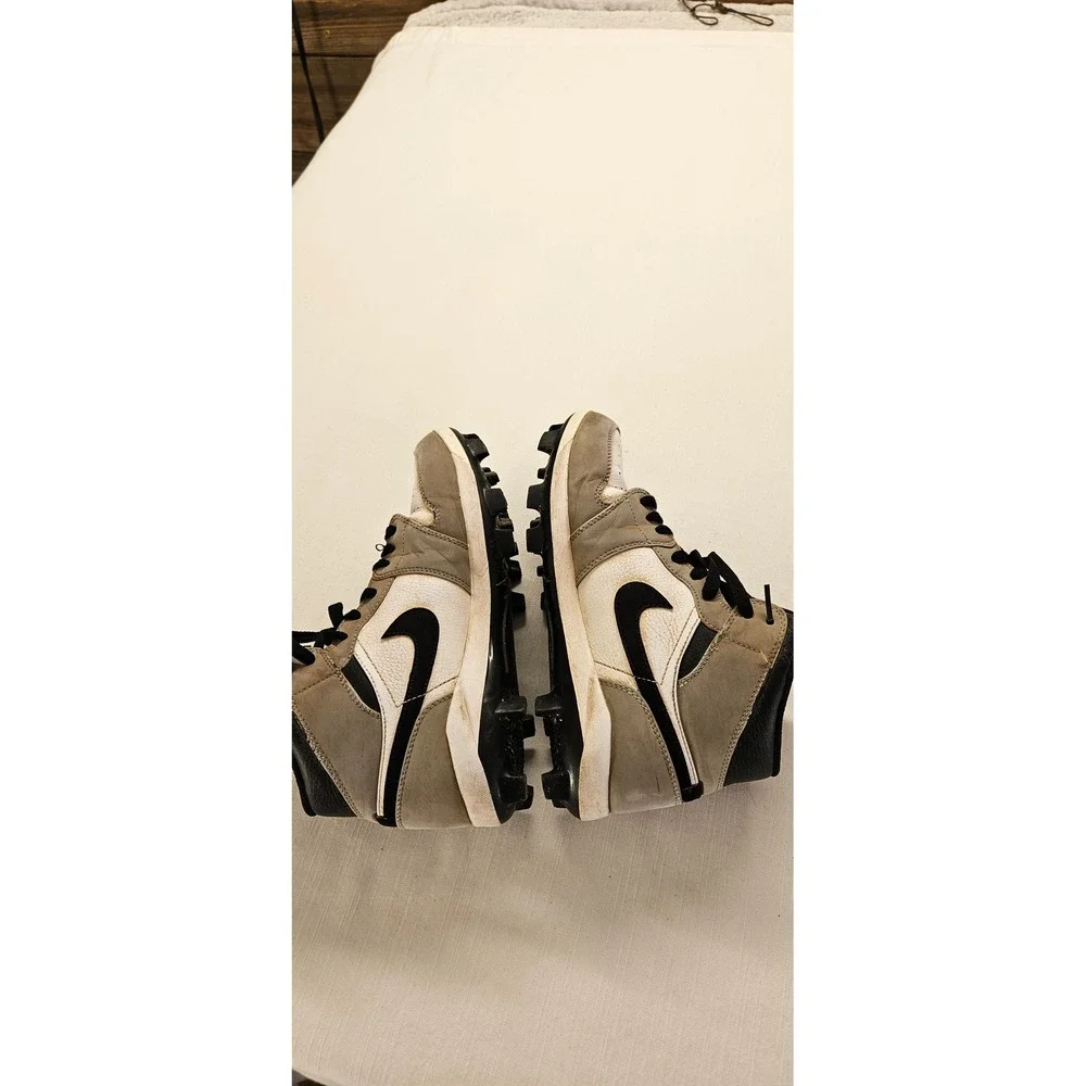 Nike Air Jordan 1 Mid MCS Baseball Cleats Wolf Grey White Black Size 7
